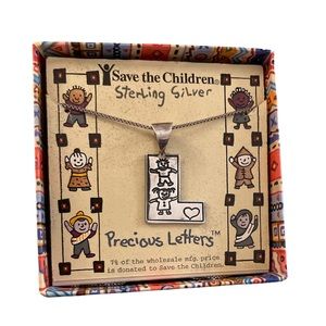 Save the Children “L” solid silver necklace BNIB